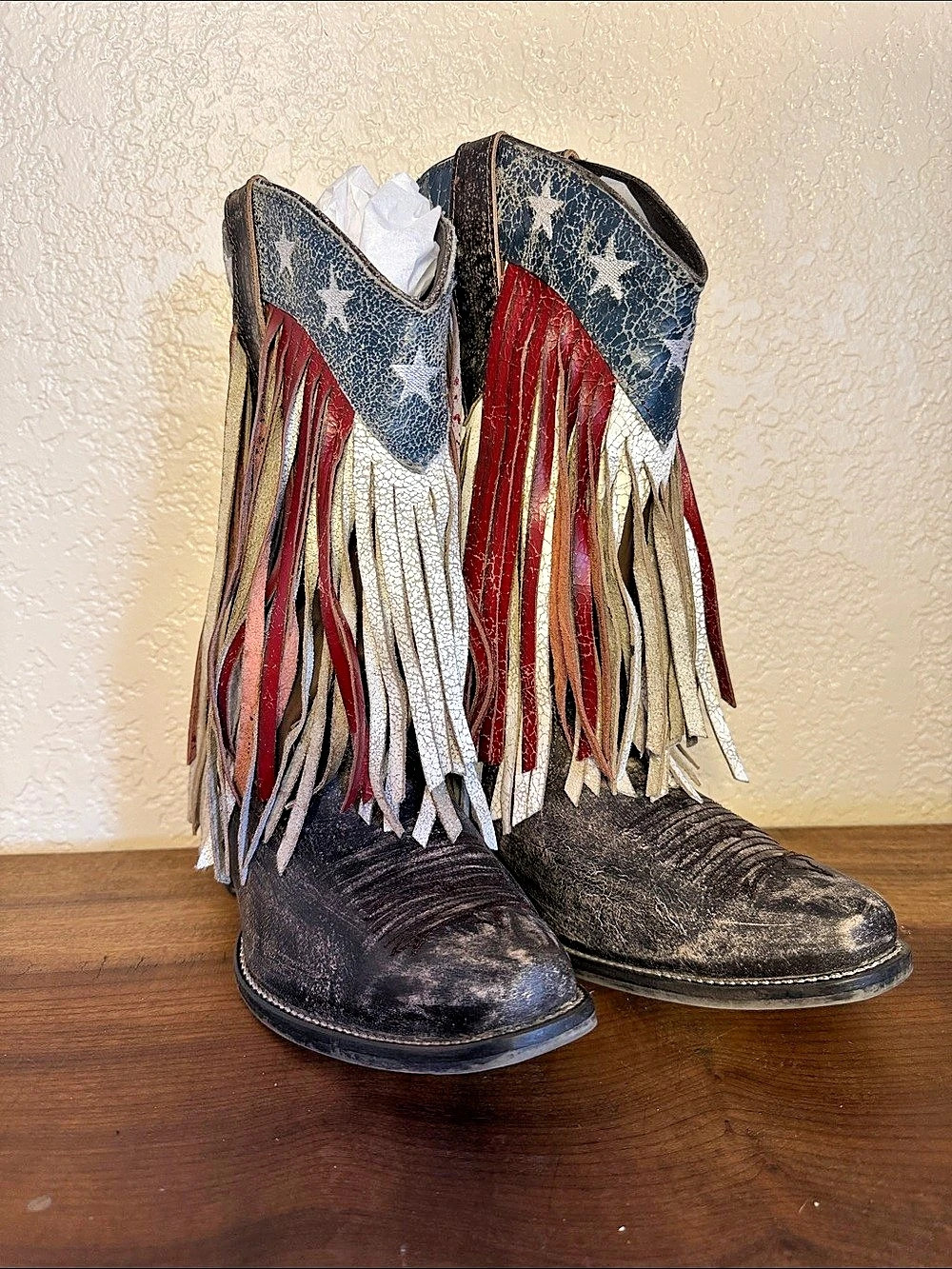 Roper Like New! American Flag Fringe Western Cowboy Cowgirl Boots US 8.5
